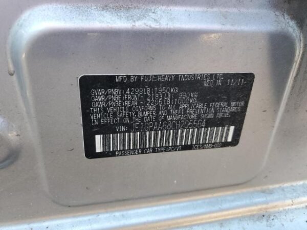 2012 SUBARU IMPREZA - Image 12
