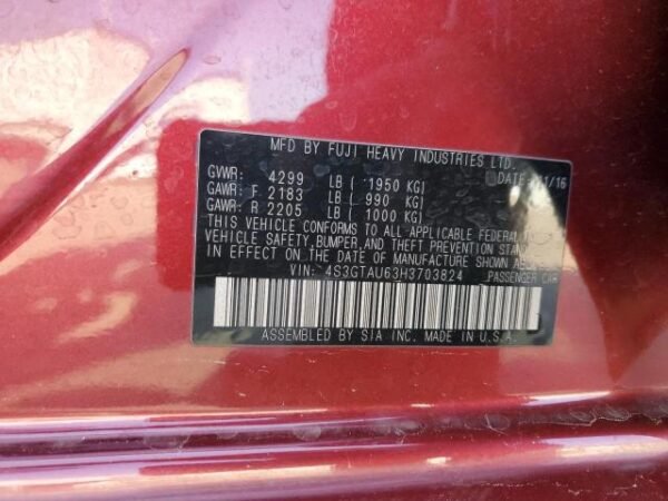 2017 SUBARU IMPREZA LIMITED - Image 12