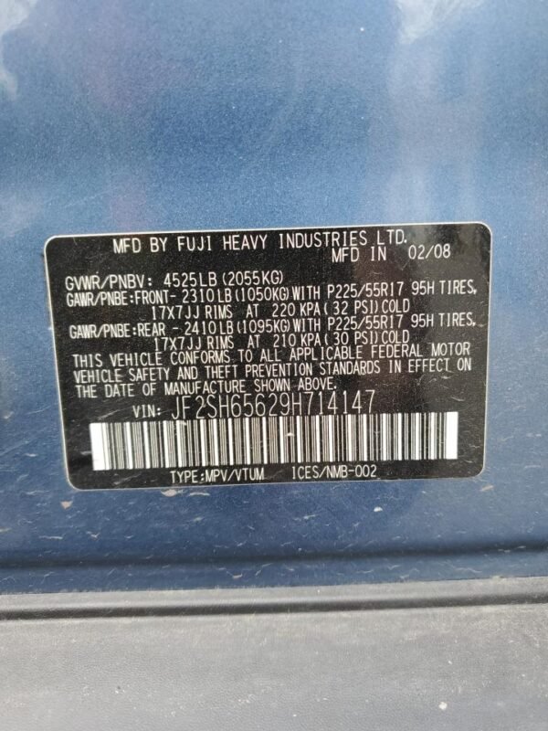 2009 SUBARU FORESTER 2.5XT - Image 2