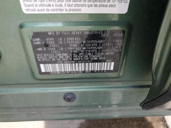 2010 SUBARU OUTBACK 2.5I PREMIUM - Image 2