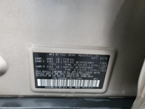 2014 SUBARU OUTBACK 3.6R LIMITED - Image 14