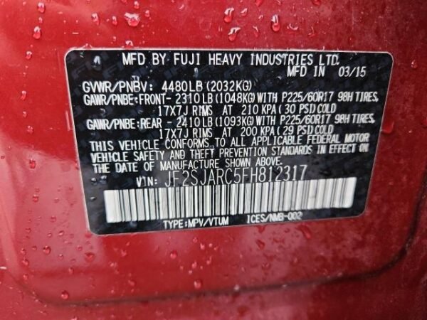2015 SUBARU FORESTER 2.5I LIMITED - Image 13