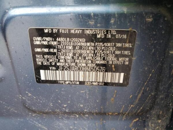 2017 SUBARU FORESTER 2.5I LIMITED - Image 12